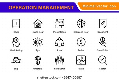 Operation management line icons. For website marketing design, logo, app, template, ui, etc. Outline icon collection.