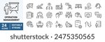 Operation management web line icons. Business administration editable stroke outline icons. vector illustration