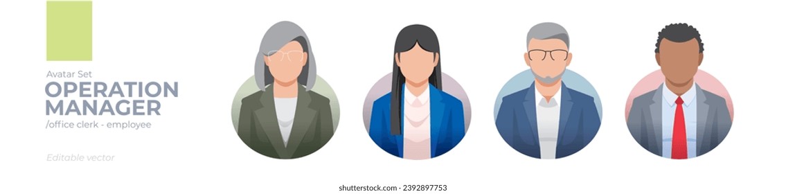 Operation manager worker picture avatar icons. Illustration of men and women wearing office suit