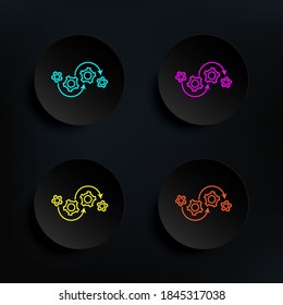 Operation process dark badge color set icon. Simple thin line, outline vector of web icons for ui and ux, website or mobile application