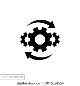 Operation process icon. Project asset implement, effective and efficient production, business concept. Gear and arrow, support, industry technology innovation. Vector illustration isolated. EPS 10