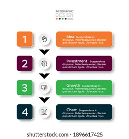Operation process such as business investment, marketing, research, 4 steps by label vector. infographic design,