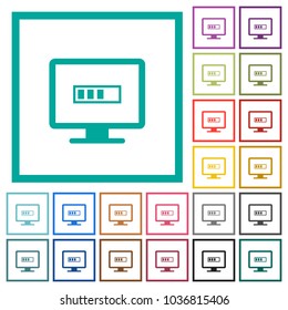Operation in progress flat color icons with quadrant frames on white background