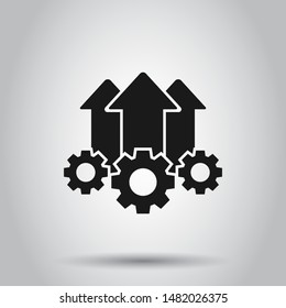 Operation project icon in flat style. Gear process vector illustration on isolated background. Technology produce business concept.