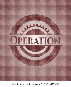 Operation red seamless emblem or badge with geometric pattern background.