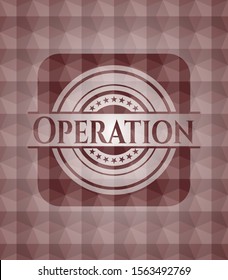 Operation red seamless emblem or badge with geometric pattern background.