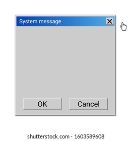 Operation system blank window with two buttons. Vector interface placeholder element for any computer message.