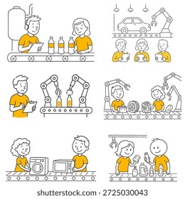 Actividades operativas de profesionales que supervisan cuidadosamente los sistemas de automatización y las tecnologías robóticas en la línea de producción de la fábrica.