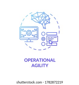 Operational Agility Blue Gradient Concept Icon. System Support. Technology Innovation. Digital Transformation For Business Idea Thin Line Illustration. Vector Isolated Outline RGB Color Drawing