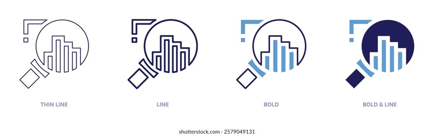 Operational analysis icon in 4 different styles. Thin Line, Line, Bold, and Bold Line. Duotone style. Editable stroke.