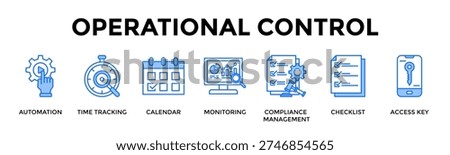 Operational Control Icon Set Collection Pack Banner Web Vector Illustration Concept Containing Improve Efficiency With Secure Systems And Structured Workflow Control
