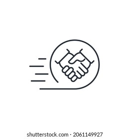 Operational cooperation. Vector linear icon isolated on white background.