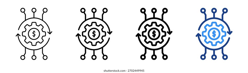 Conjunto de Colección de contorno diferente de icono de costo operativo