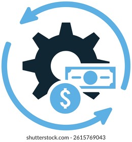 Operational cost icon vector for expense tracking, budget management, and financial analysis. Ideal for global logistics, cost control, and export import accounting illustration.