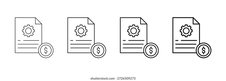 Operational Cost Icons Vector Set In Different Stroke Line Style