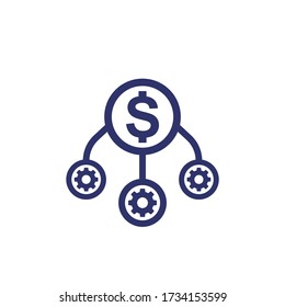 operational costs optimization icon on white, vector