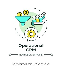 Operational CRM multi color concept icon. Customer relationship management. Business managing. Round shape line illustration. Abstract idea. Graphic design. Easy to use in infographic, presentation