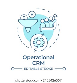 Operational CRM soft blue concept icon. Customer relationship management. Business managing. Round shape line illustration. Abstract idea. Graphic design. Easy to use in infographic, presentation