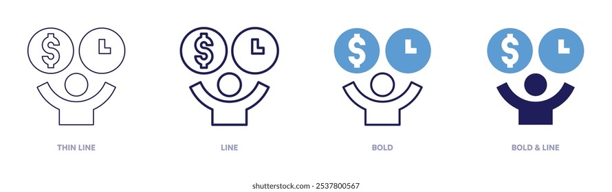 Operational efficiency icon in 4 different styles. Thin Line, Line, Bold, and Bold Line. Duotone style. Editable stroke.