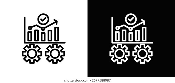 Operational Efficiency Icon In Black And White Filled Style