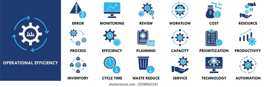 Operational Efficiency icon collection set. Containing design efficiency, business, strategy, performance, management