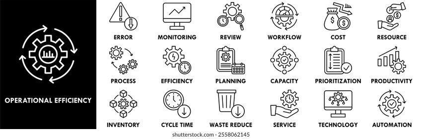 Operational Efficiency icon collection set. Containing design efficiency, business, strategy, performance, management