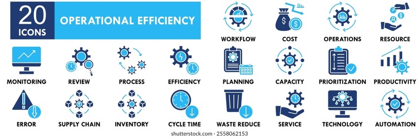 Operational Efficiency icon collection set. Containing design efficiency, business, strategy, performance, management