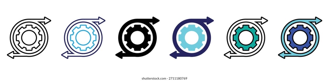 Operational Efficiency Icons – Linear Business Process Symbol Collection