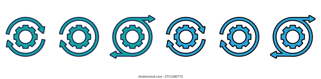 Operational Efficiency Icons – Linear Business Process Symbol Collection