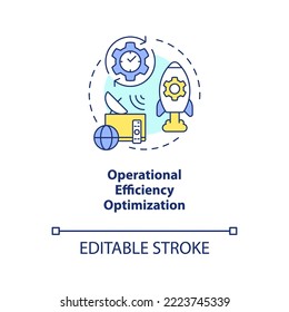Operational efficiency optimization concept icon. Use IoT in telecommunication abstract idea thin line illustration. Isolated outline drawing. Editable stroke. Arial, Myriad Pro-Bold fonts used