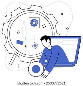 Operational efficiency vector illustration. Tactical innovation is compass guiding ship business through waters operational success Development is fertile soil where roots operational efficiency