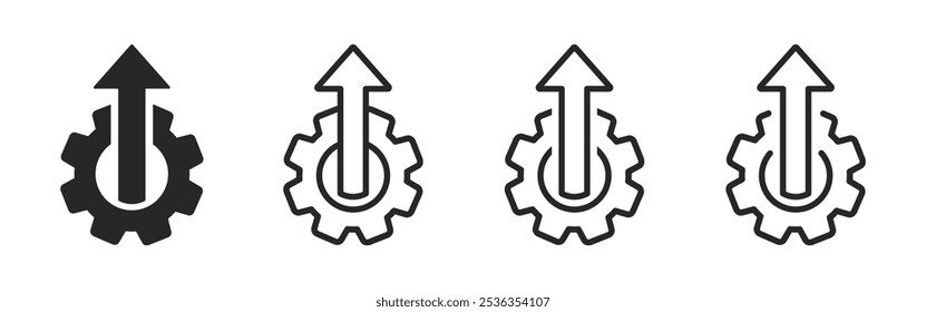 Excelencia operativa línea plana y conjunto de iconos sólidos. Icono de excelencia operativa