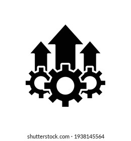 Icono de glifo de excelencia operativa. Sencillo símbolo de estilo sólido. Optimizar la tecnología, la innovación, el concepto de crecimiento de la producción. Ilustración vectorial aislada en fondo blanco. EPS 10.
