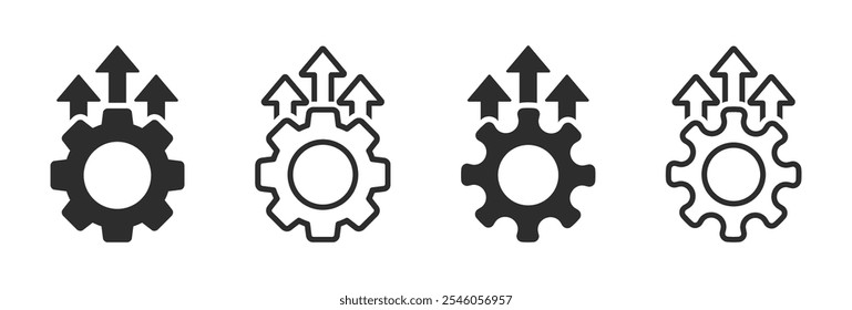 Iconos de excelencia operativa. Ilustración del crecimiento de la producción. Icono de crecimiento empresarial