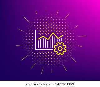 Operational excellence line icon. Halftone pattern. Cogwheel sign. Gradient background. Operational excellence line icon. Yellow halftone pattern. Vector