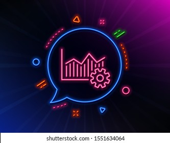 Operational excellence line icon. Neon laser lights. Cogwheel sign. Glow laser speech bubble. Neon lights chat bubble. Banner badge with operational excellence icon. Vector