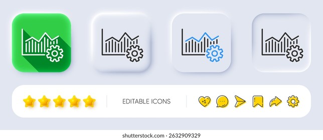 Operational excellence line icon. Neumorphic, Flat shadow, 3d buttons. Cogwheel sign. Line operational excellence icon. Social media icons. Vector