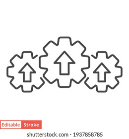 Icono de línea de excelencia operativa. Símbolo sencillo de estilo de contorno. Optimizar la tecnología, la innovación, el concepto de crecimiento de la producción. Ilustración vectorial aislada en fondo blanco. EPS de trazo editable 10.