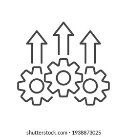 Icono de línea de excelencia operativa. Símbolo sencillo de estilo de contorno. Optimizar la tecnología, la innovación, el concepto de crecimiento de la producción. Ilustración vectorial aislada en fondo blanco. EPS 10.