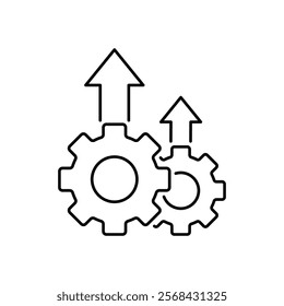 Operational excellence line icon. Simple outline style symbol. Optimize technology, innovation, production growth concept. Vector illustration isolated on white background.