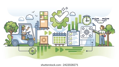 Operational excellence or OpEx strategy for efficiency outline concept. Productive work management with continuous process development and effective improvements for best results vector illustration.