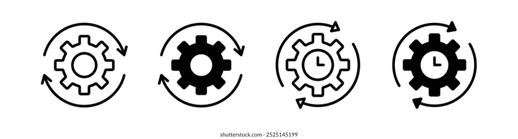 Operational Flow Vector vector filled and outlined iconss collection.