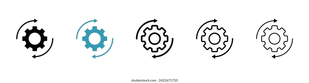 Operational Flow Vector Icon Set. Process Gear vector symbol for UI design.