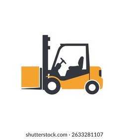 Operational Forklift Truck with Driver Inside Warehouse Material Handling Logistics