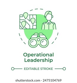 Operational leadership green concept icon. Military task, local map. Town location. Round shape line illustration. Abstract idea. Graphic design. Easy to use in infographic, presentation