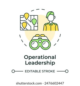 Operational leadership multi color concept icon. Military task, local map. Town location. Round shape line illustration. Abstract idea. Graphic design. Easy to use in infographic, presentation