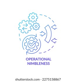 Operational nimbleness blue gradient concept icon. Business efficient. Productive data system abstract idea thin line illustration. Isolated outline drawing. Myriad Pro-Bold font used