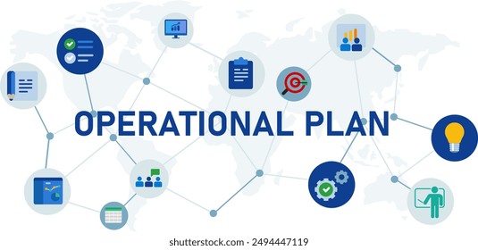 operational plan operating procedure mind map icon  blue color