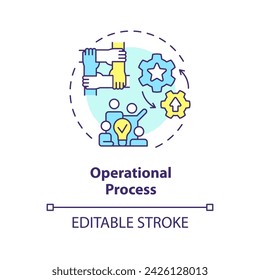 Operational process multi color concept icon. Circle member fulfill certain duties. Effectively work. Round shape line illustration. Abstract idea. Graphic design. Easy to use in promotional material