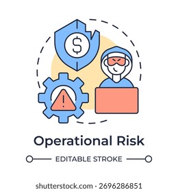 Operational risk multi color concept icon. Insurance money shield. Financial security. Round shape line illustration. Abstract idea. Graphic design. Easy to use in infographic, presentation